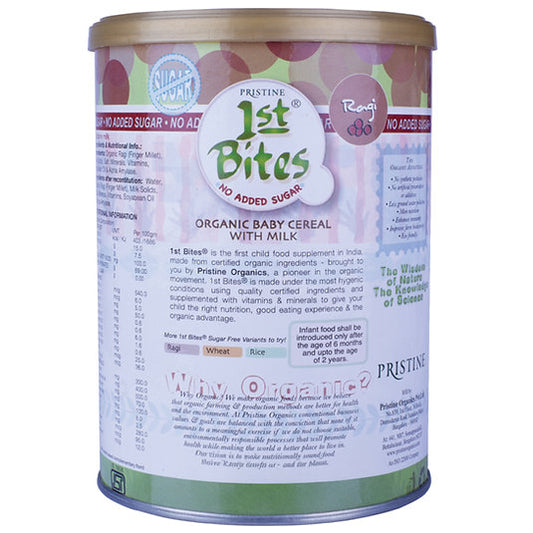 1st Bites Baby Cereal 400g | Organic Ragi - No Added Sugar | 6-24 Months Stage 1