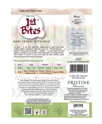 1st Bites Baby Cereal 300g | Organic Rice | (6-24 Months) Stage 1