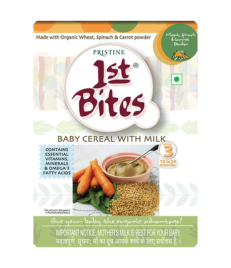 1st Bites Baby Cereal 300g | Organic Wheat, Spinach, Carrot | 10-24 months Stage 3