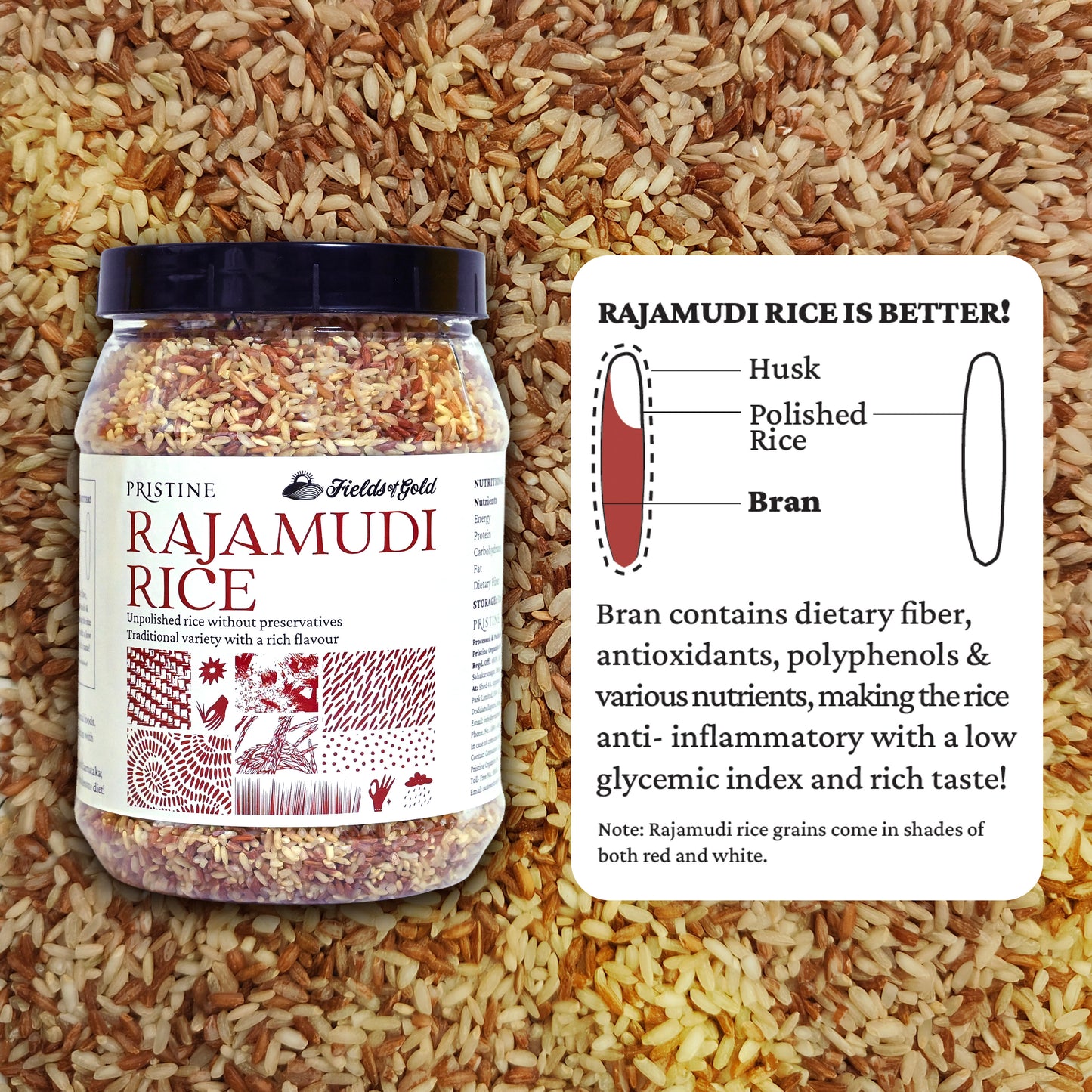 Fields of Gold - Rajamudi Rice Jar 1kg