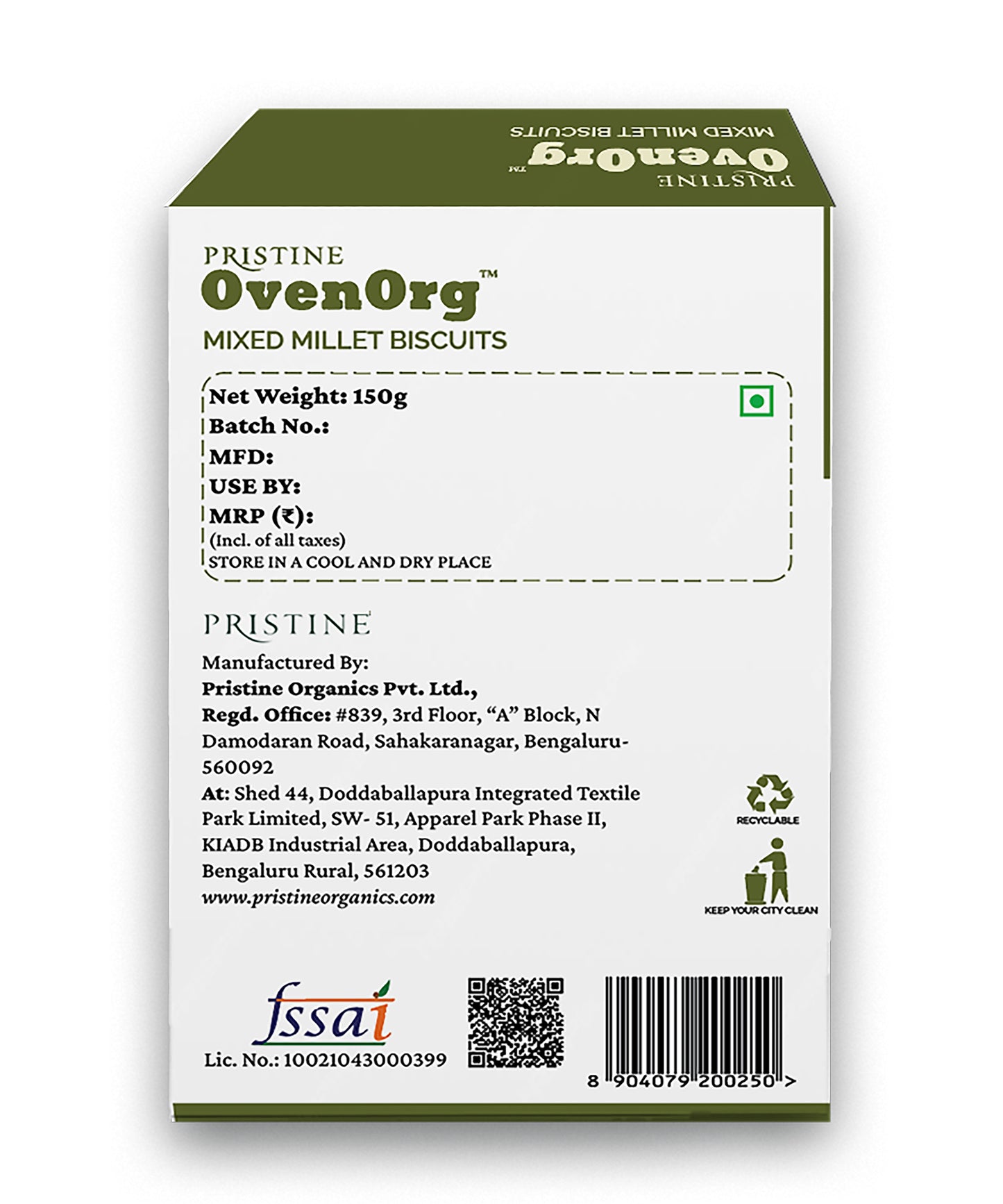 OvenOrg Regular Biscuits 150g