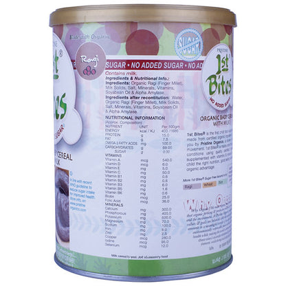 1st Bites Baby Cereal 400g | Organic Ragi - No Added Sugar | 6-24 Months Stage 1