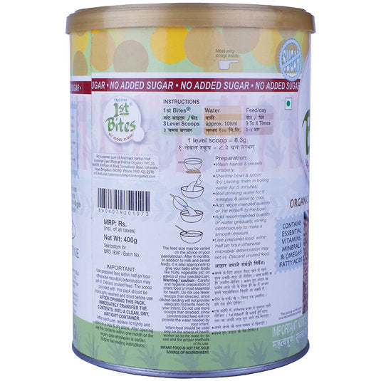 1st Bites Baby Cereal 400g | Organic Wheat-No Added Sugar | 6-24 Months Stage 1