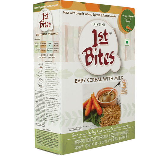 1st Bites Baby Cereal 300g | Organic Wheat, Spinach, Carrot | 10-24 months Stage 3