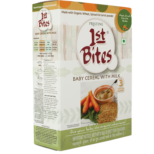 1st Bites Baby Cereal 300g | Organic Wheat, Spinach, Carrot | 10-24 months Stage 3