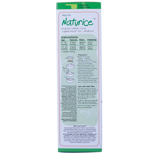 Naturice Baby Cereal 400g | Organic Whole Rice | 6-24 Months